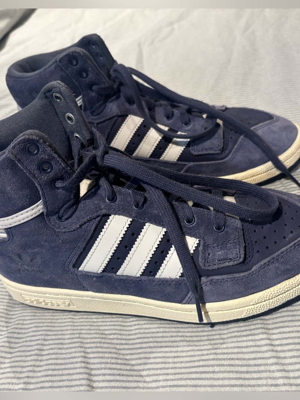 adidas Navy Suede High-Top Sneakers Centennial in Shadow Blue